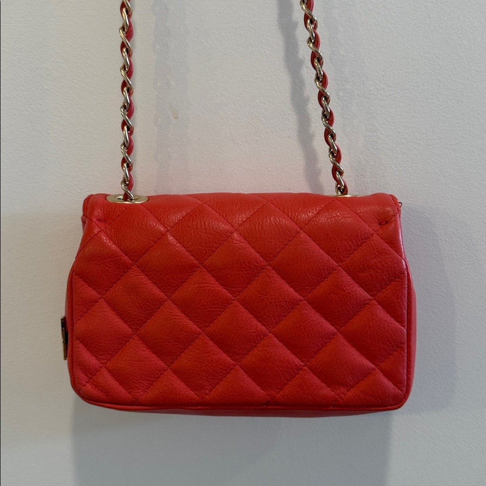 Chic Borse In Pelle Genuine Leather Pinkish Coral Mini Crossbody Bag - Picture 6 of 12